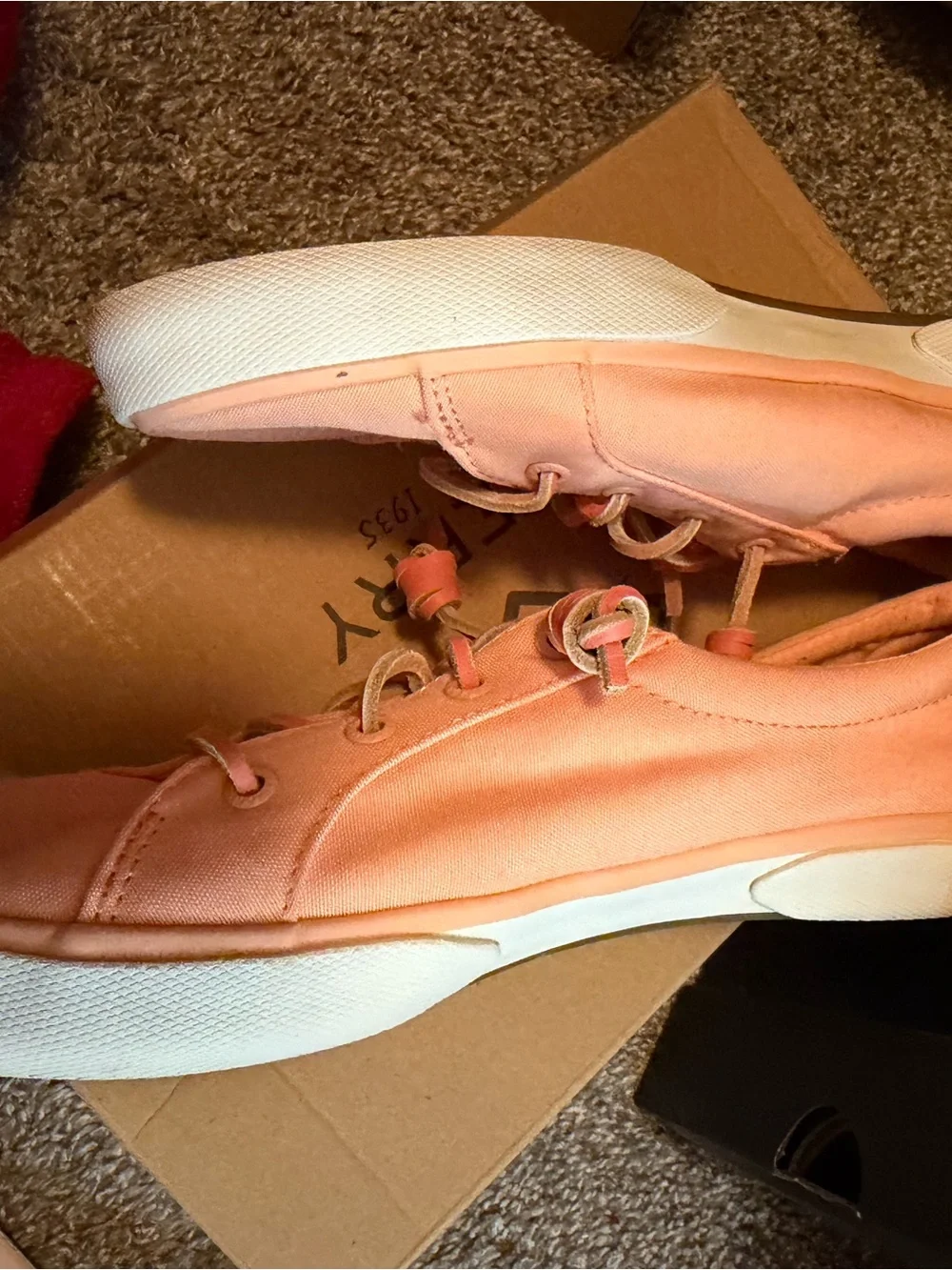 Sperry Women's Coral Pink Canvas Lace-Up Sneakers
